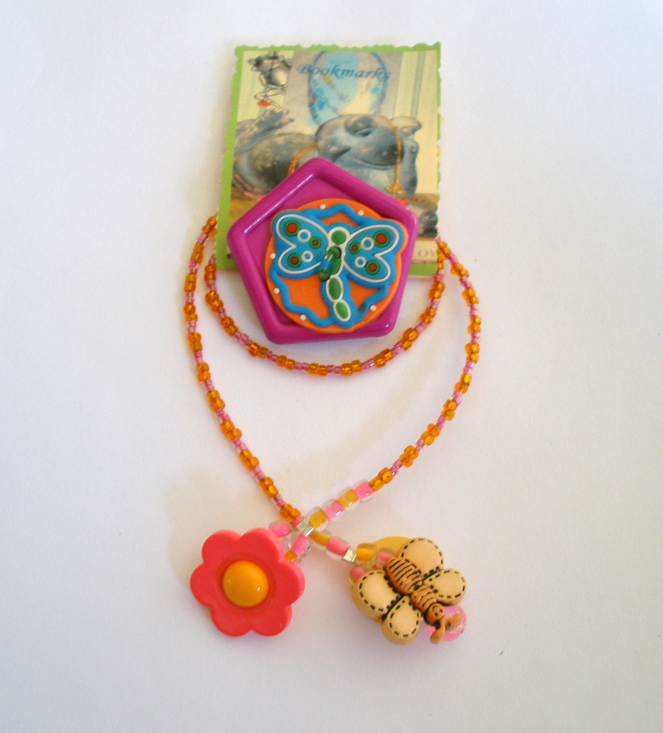 Button Bookmark, Butterfly Button Beaded Bookmark - Book Thong, Children Bookmarks, Books Zines, Party Favor