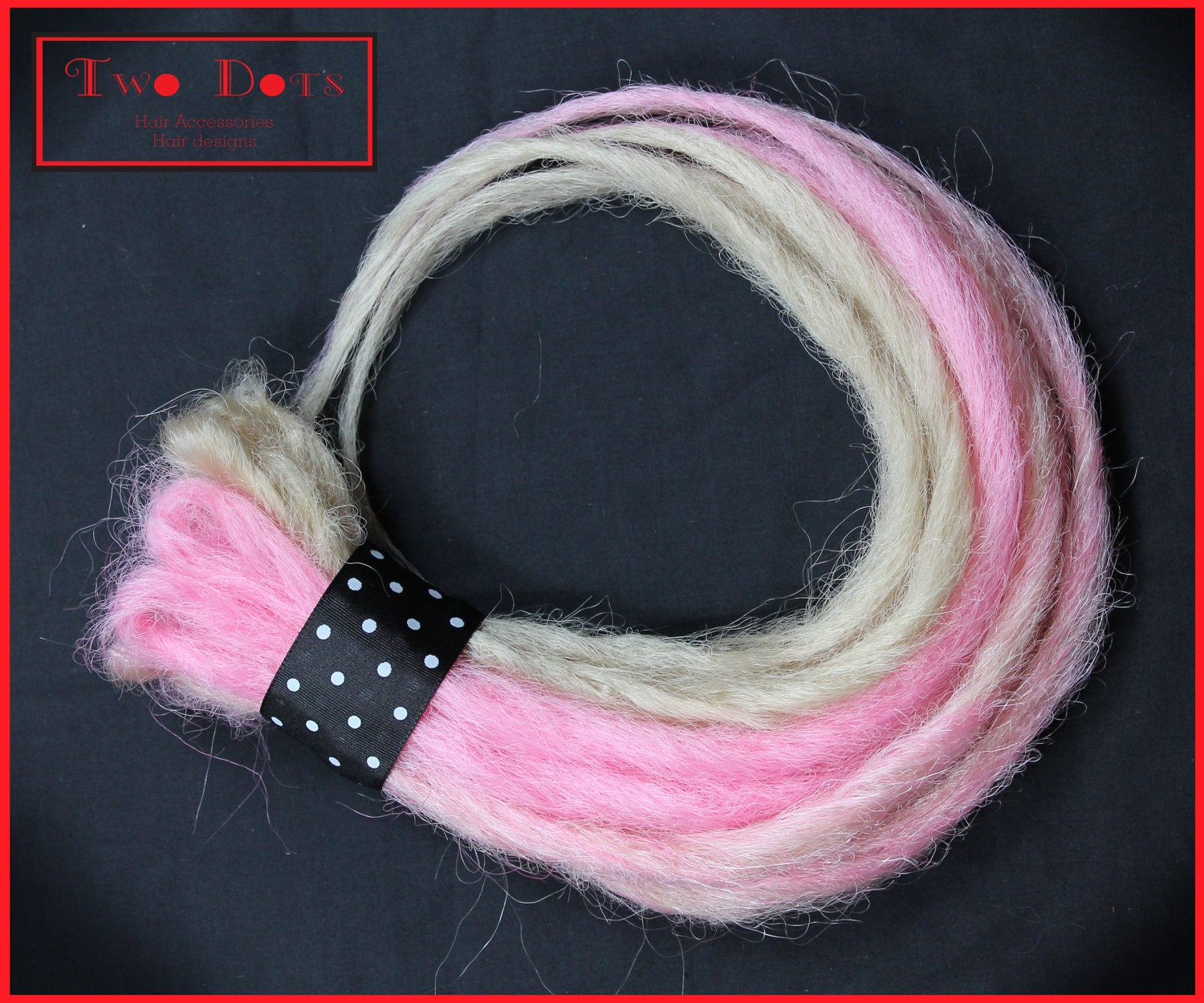 Pink, Blonde Synthetic Dreadlocks Extensions. 10 x Double Ended or 20 x Single Ended Dreads, Black, Purple and Magenta Colour