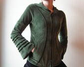 Cotton Velvet  Pixie Hoodie - Psy Jacket - Tribal - Goth - Elf - Gothic - Hood - Women