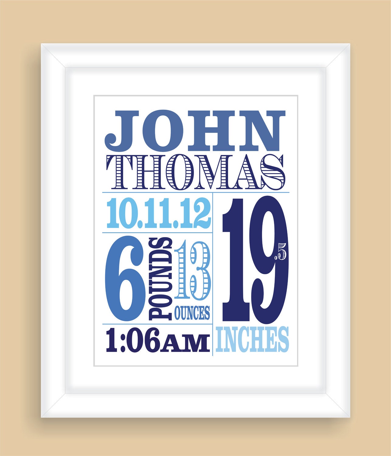 Personalized Baby Birth Stats 8x10 Personalized Custom Newborn Boy Wall Typography Art Print Nursery Gift