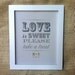 LOVE is SWEET Take a Treat Sign - Gray and Yellow Wedding, Candy Bar, Dessert Table - 8x10, Personalized