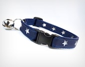 Cat Collar - "Cowboy Star" - Navy Blue with Silver Stars
