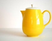 Vintage Ceramic Sierra Ironstone Bright Yellow Coffee Pot Liner Plate Max Schonfeld Design