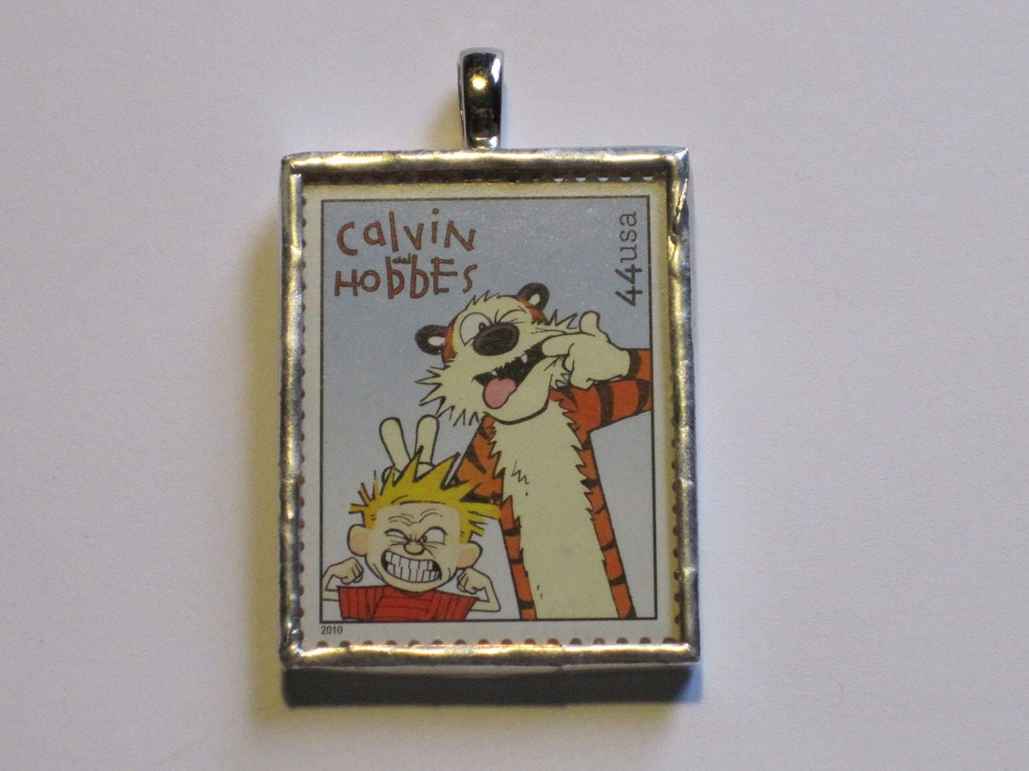 Postage Stamp Pendant - Calvin and Hobbes