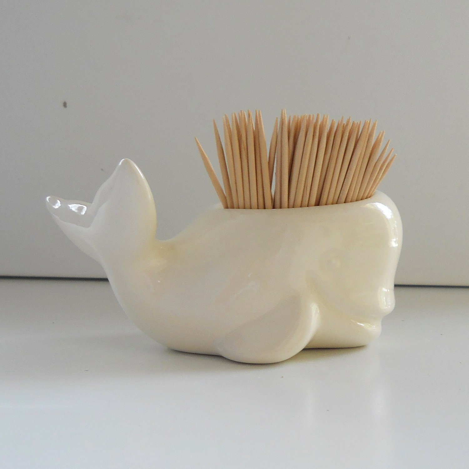 Whale Toothpick Holder in White