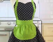 Apron French Maid Polka Dot with Lime Green Double Circle Skirt