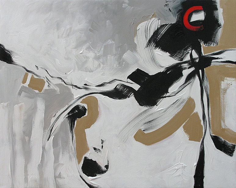 Art Abstract Painting Original Abstract Art Black White Gray Modern Contemporary Art Acrylic Painting on Canvas by Linda Monfort