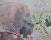 Little Green, Original Landscape Painting on Paper, Stooshinoff