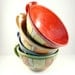 Four artistic ceramic soup mugs with handles SHIPS TODAY cappucino latte cups - handled soup bowls carved design Graduate Gift