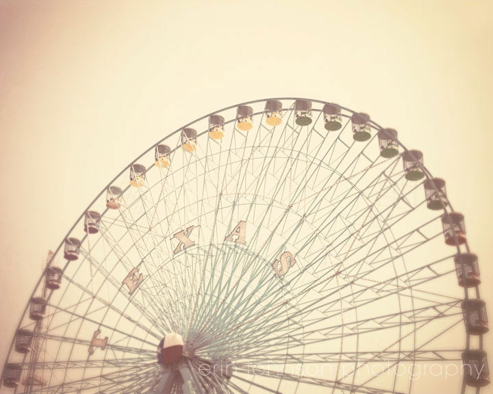 texas photography carnival photography ferris wheel texas star faded wall art fair vintage inspired home decor 8x10