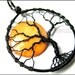Under A Halloween Moon - Full Moon Tree of Life Pendant Orange Pearl Coin Bead Black Wire Haunted Forest Harvest Moon Jewelry Design Star