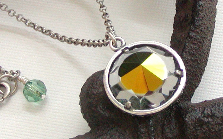 Crystal Necklace - Rare Swarovski Crystal - Double sided pendant