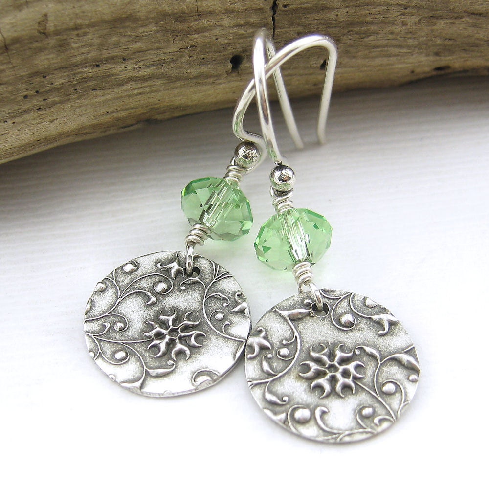 Peridot Earrings Swarovski Crystal Jewelry Sterling Silver August Birthday Birthstone Grass Green Fashion Jewelry Tracey No. 31