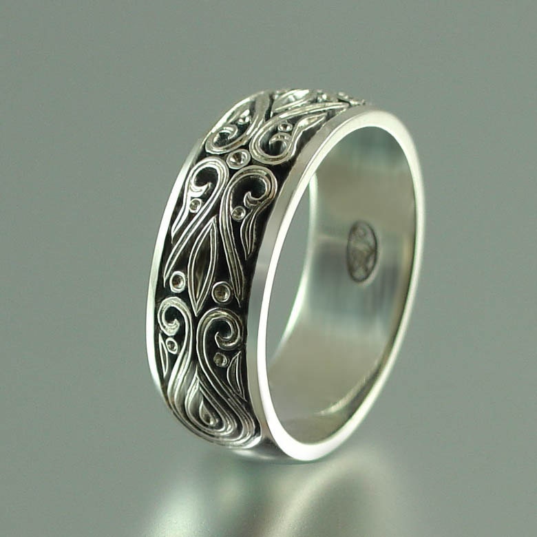 The PRINCE CHARMING 14K white gold mens wedding band
