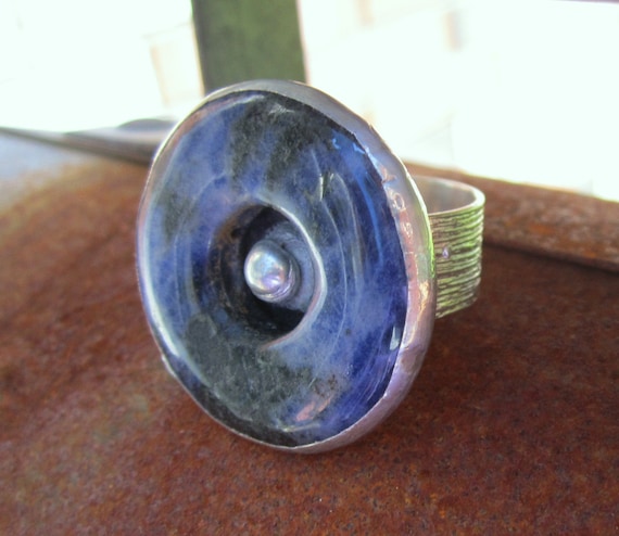 Black and Blue Jasper Stone Adjustable Ring