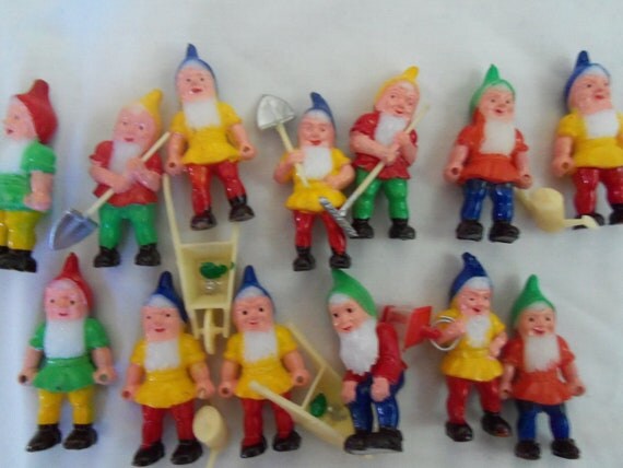 vintage plastic gnome cake cupcake topper by gwenevere24 on Etsy