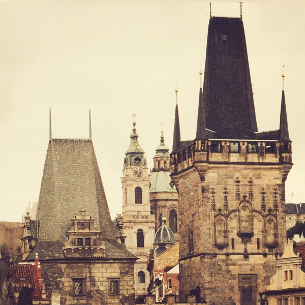 Prague Photograph, Spires, Old Town, Czech Republic, Europe, Travel Photography, Neutral, Brown, Church, Fairytale - The Inspired City