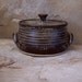 Burnt Iron Brown Handmade Stoneware Ceramic Pottery Lidded Casserole Baking Dish