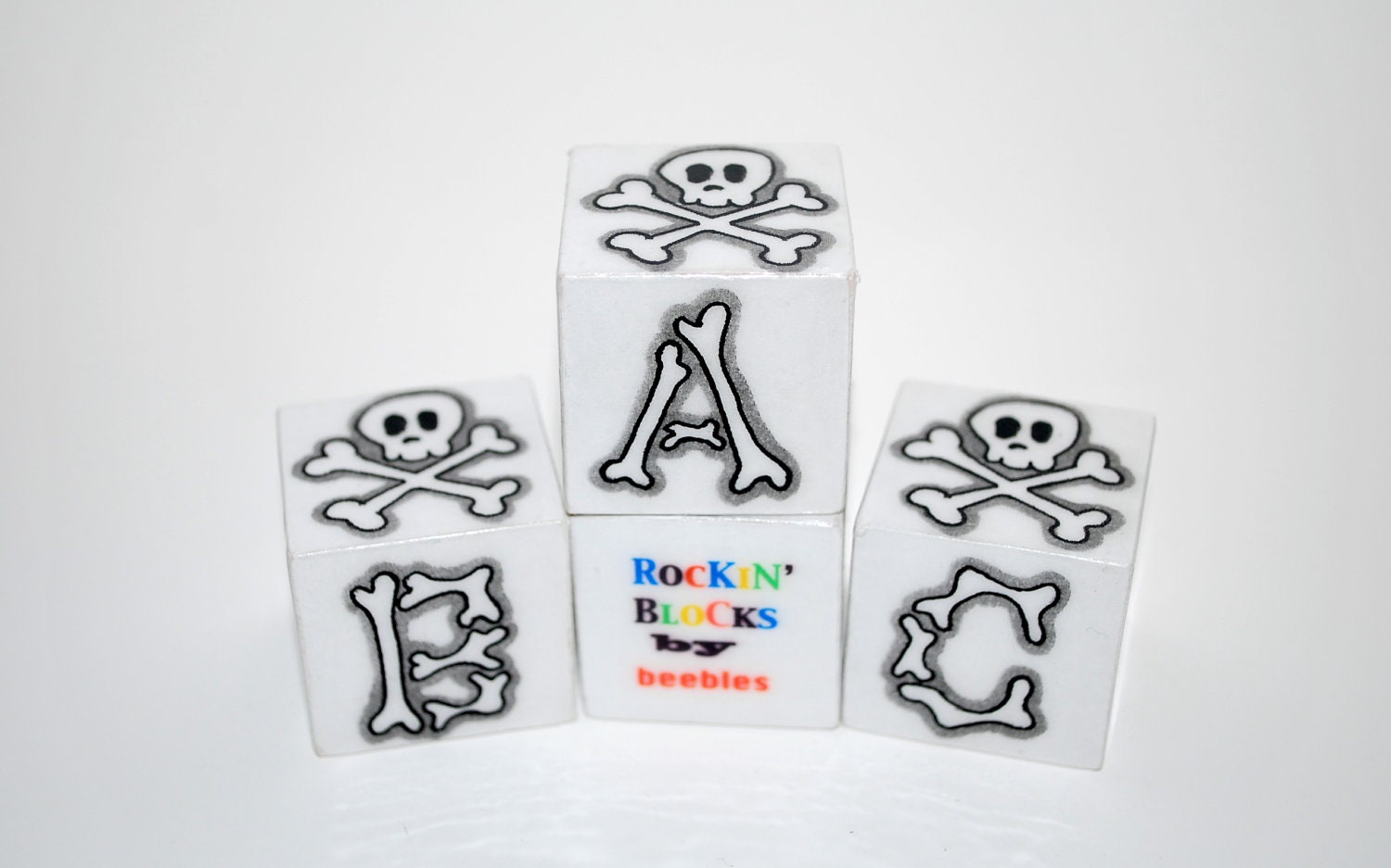 ABC Blocks Gray Skull N Bones Rockin' Blocks by beebles