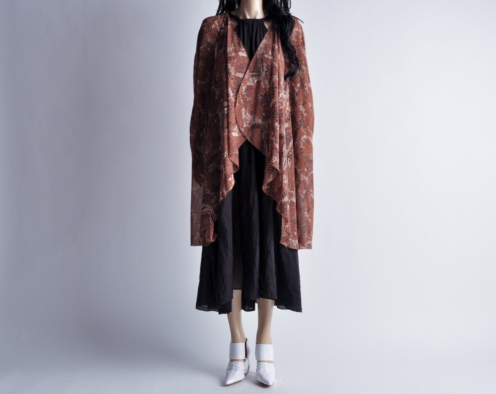 snakeskin print draped batwing jacket / s / m / l