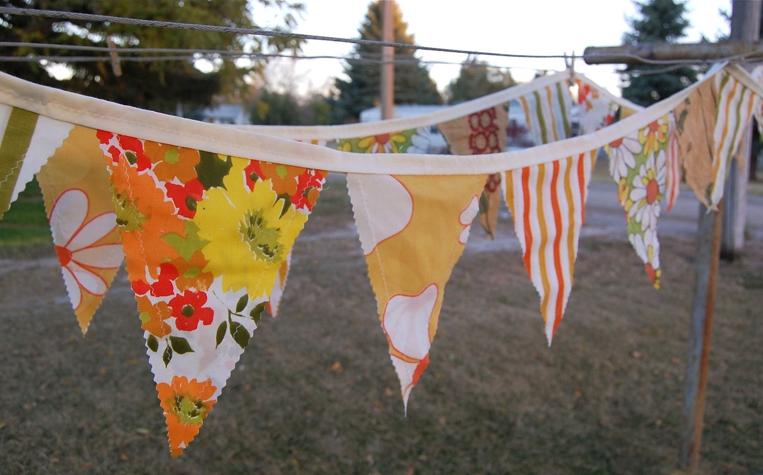 SALE - Crafter's Choice Autumn Medley  Vintage Sheets Pennant Banner - 8'