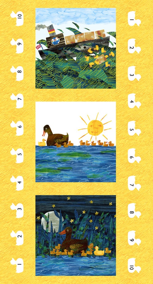 Eric Carle, 10 Little Rubber Ducks, Duck Multi Panel Fabric - By the Panel