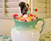 Vintage Squirrel on Pitcher Pin Cushion