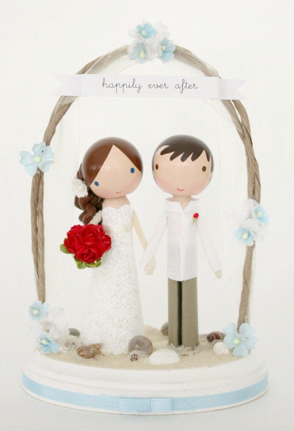 custom beach wedding cake topper - with arch