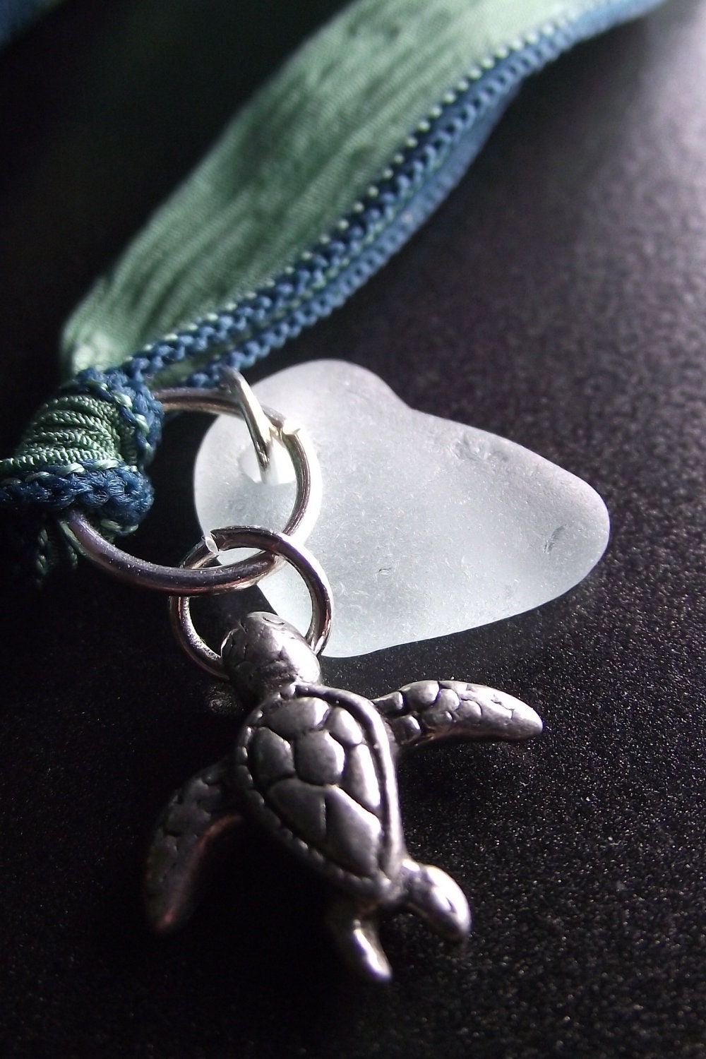 RESERVED FOR DEB - Sea Glass Jewelry -  Silk Ribbon Wrap Charm  Bracelet, Necklace, Or Anklet - Wrap It Up