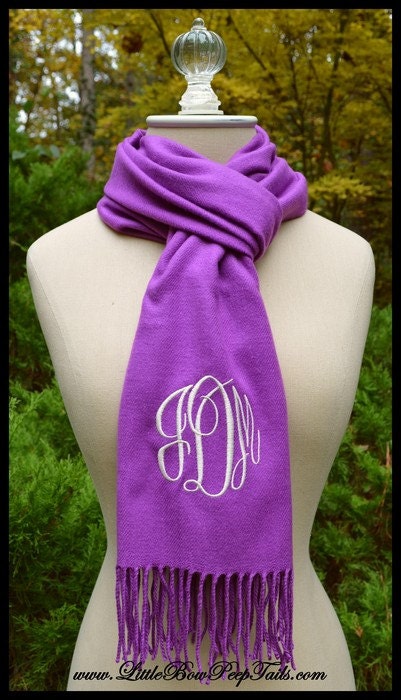 Monogrammed Scarf | Personalized scarves, Embroidered monogram, Monogrammed scarf