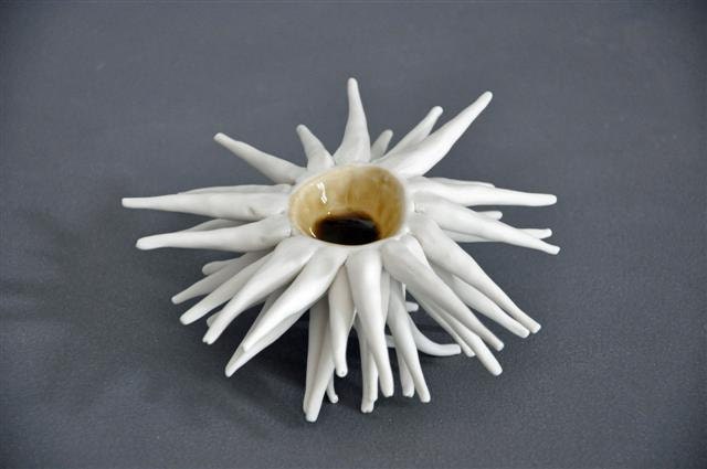 Amber Anemone Porcelain Sculptural Bowl OOAK