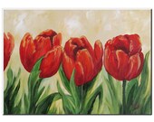 Red Tulips  5" x 7" Original Painting on Ampersand Gessobord by Torrie Smiley