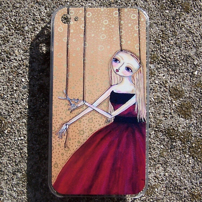 iPhone Skin with protective Case G4 G4S Original art print painting - puppet marionette red dress