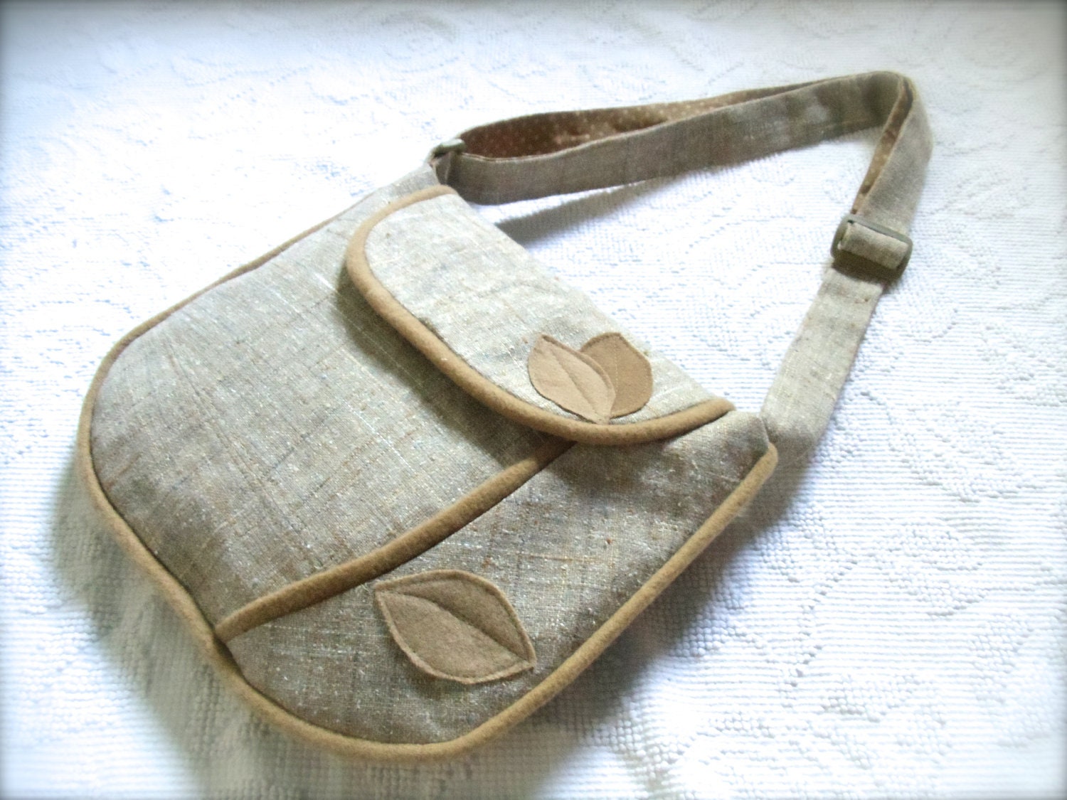 Repurposed naturals Suit Bag PineBlossoms Sling Style small