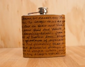 Personlized Flask - Smokey Pattern in Antique Brown - Leather and Stainless Steel