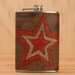 Star Flask - Leather in Red, White and Antique Black - Stainless Steel 8oz