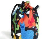 Drawstring Bag Padded Knitting Project  Bag - Molly Llama