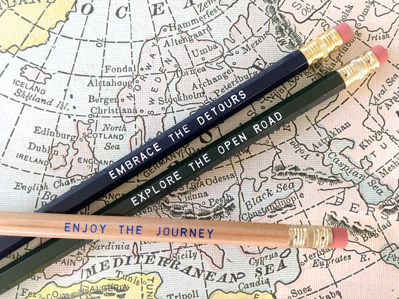 12 Road Trip Series Pencils. Let's Explore. Great Stocking Stuffer.