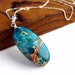 Teal impression jasper sterling silver necklace