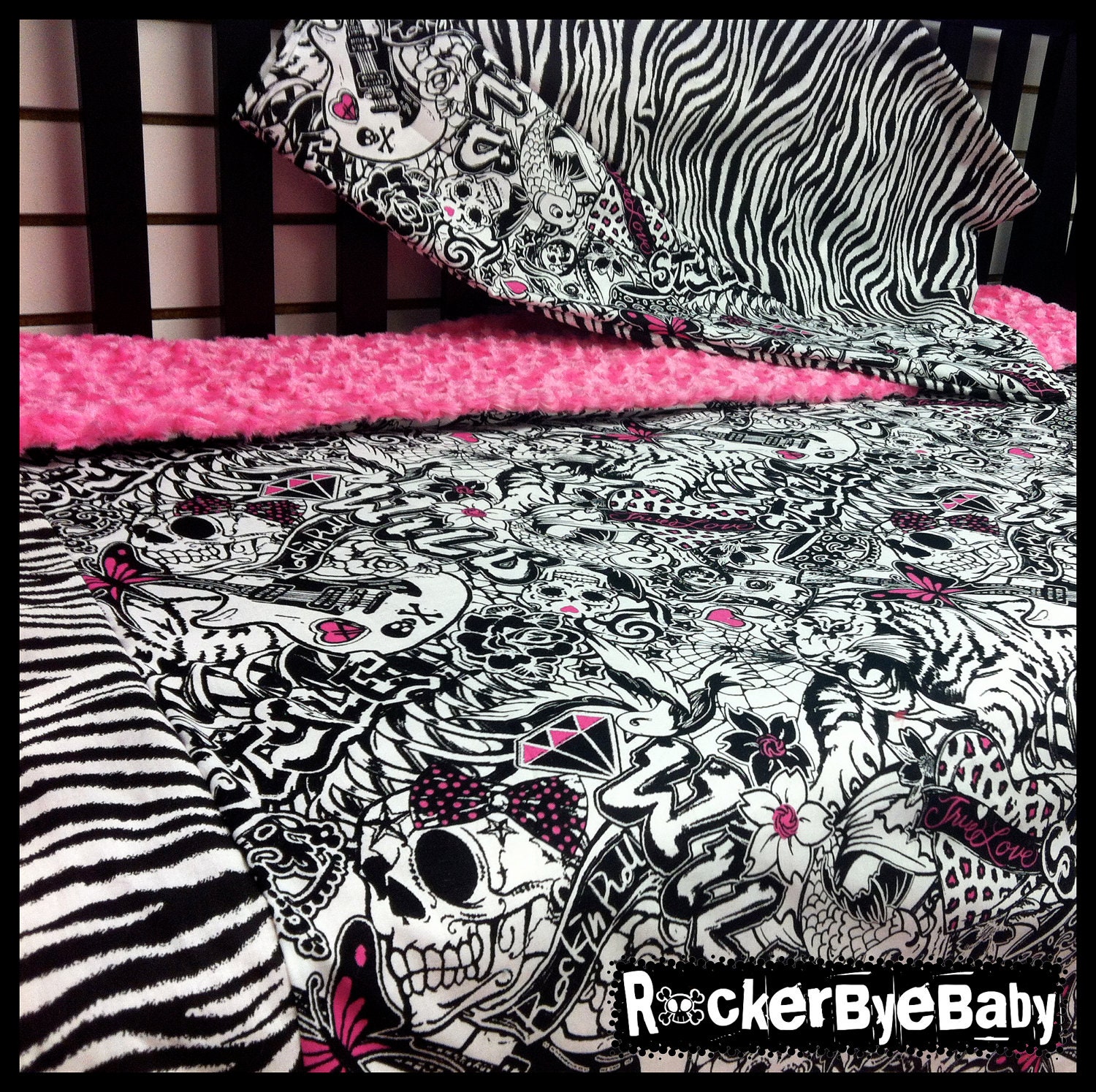 CUSTOM Punk Rock TWIN SIZE bedding set Designer by RockerByeBaby