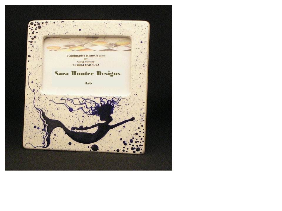 Picture Frame. Blue Mermaid Picture Frame. Mermaid. Sea Life. 4x6. Handmade by Sara Hunter Designs