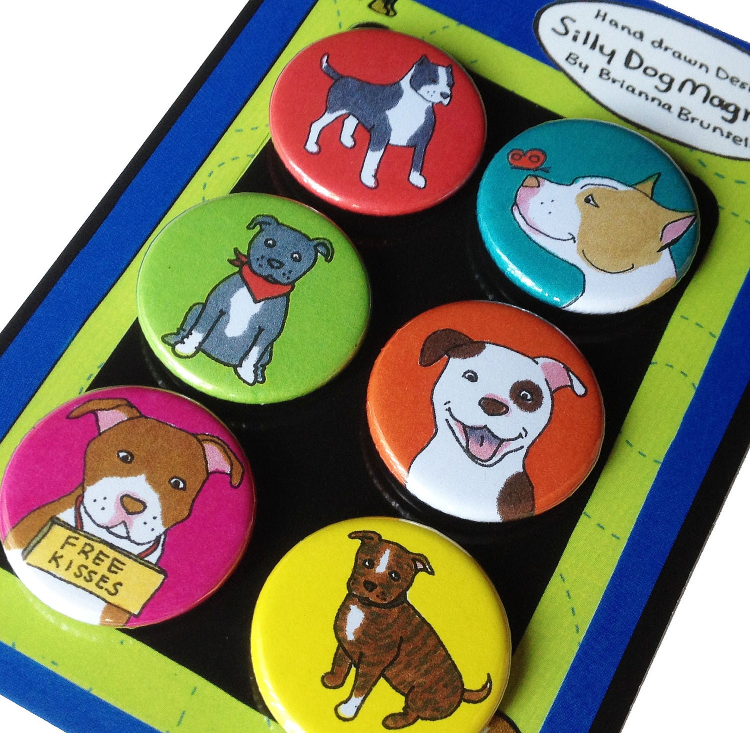 Pit Bull Silly Dog Magnet Set