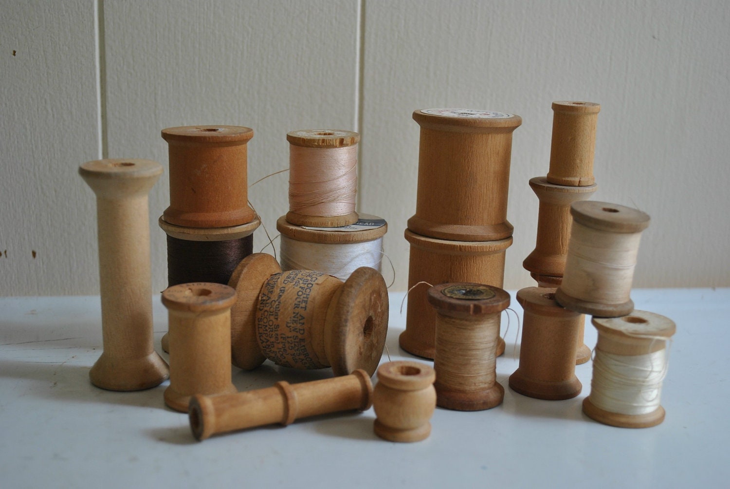 vintage wooden spools