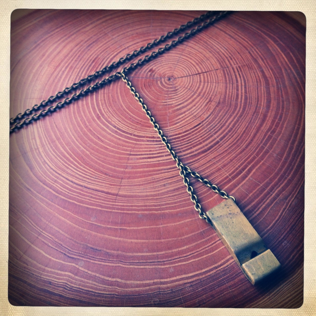 small whistle necklace - brass