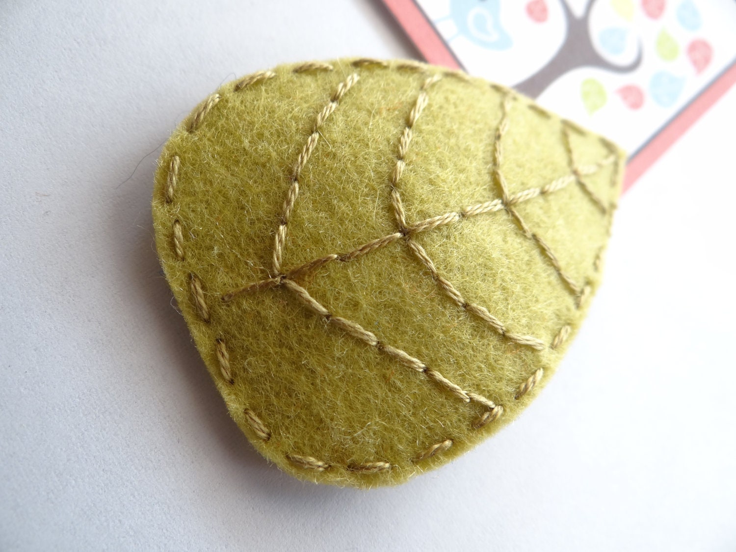 Hand Embroidered Holland Wool Felt Hair Clip