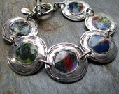 Silver Art Journal Photo Transfer Bracelet, PMC Artisan Jewelry