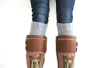 Knitted Boot Cuffs - Gray Knit Boot Cuffs - Leg Warmers - Gray - Boot Toppers