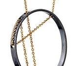 Inner Circle Necklace 03 OGF Oxidized Silver and Gold Fill chain
