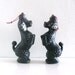 2 Vintage Carnival Toy Black Plastic Poodle Ornament Figures 1950s