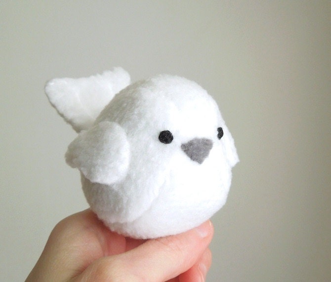 Kids White Bird Stuffed Animal Childrens Handmade Plush Toy
